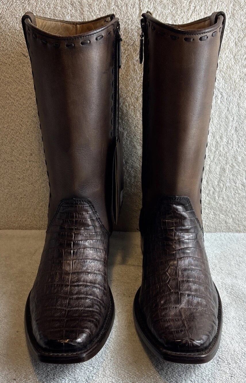 Cuadra Men's Brown Caiman Skin Narrow Square Toe Zip US Size 7 EE 91677